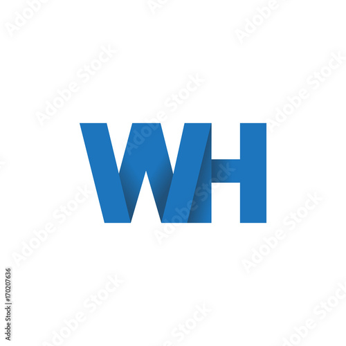 Initial letter logo WH, overlapping fold logo, blue color