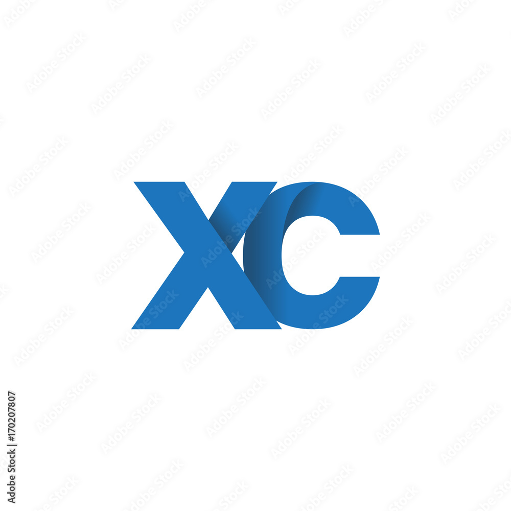 Initial letter logo XC, overlapping fold logo, blue color Initial letter logo XC, overlapping fold logo, blue color