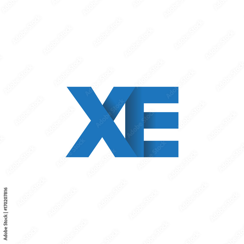 Initial letter logo XE, overlapping fold logo, blue color Initial letter logo XE, overlapping fold logo, blue color