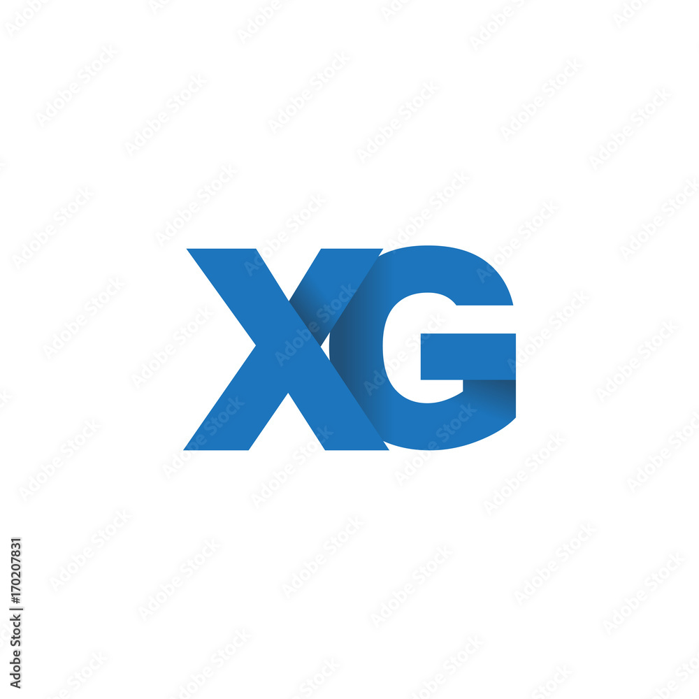 Initial letter logo XG, overlapping fold logo, blue color Initial letter logo XG, overlapping fold logo, blue color