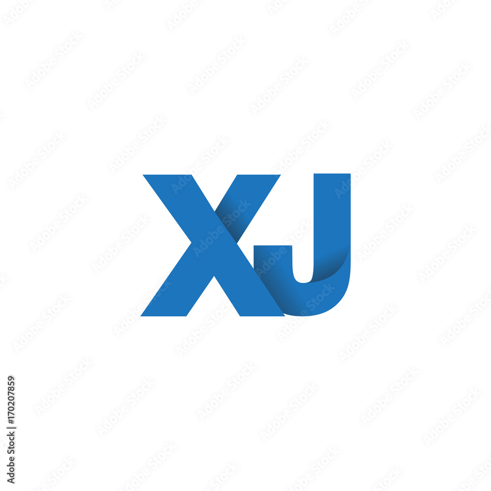 Initial letter logo XJ, overlapping fold logo, blue color Initial letter logo XJ, overlapping fold logo, blue color