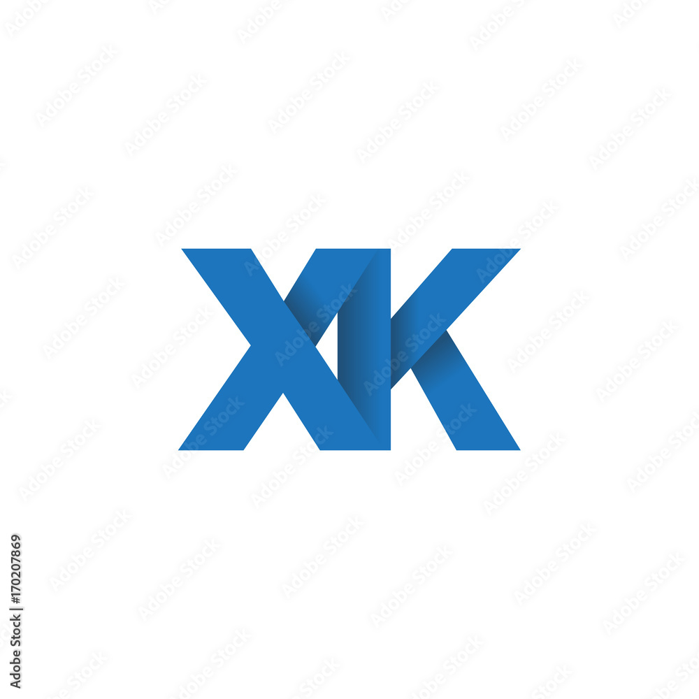 Initial letter logo XK, overlapping fold logo, blue color Initial letter logo XK, overlapping fold logo, blue color