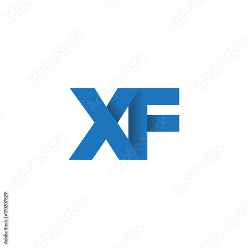 Initial letter logo XF, overlapping fold logo, blue color