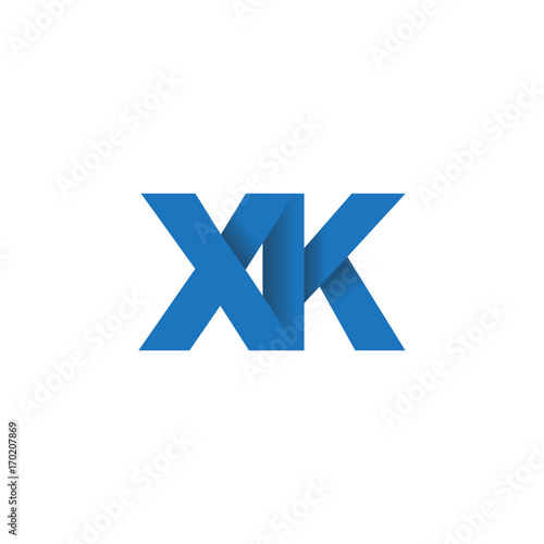 Initial letter logo XK, overlapping fold logo, blue color