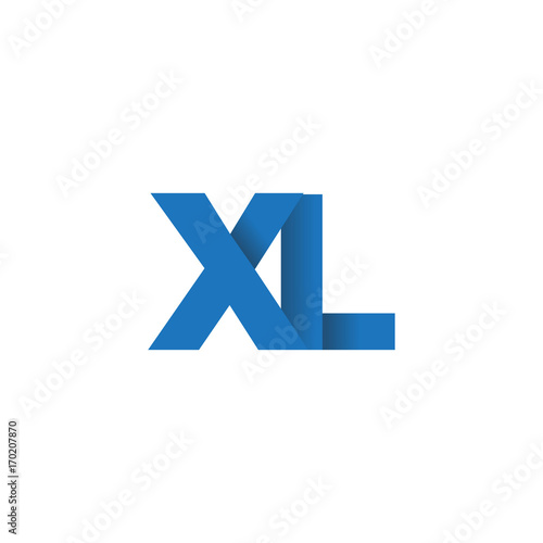 Initial letter logo XL, overlapping fold logo, blue color