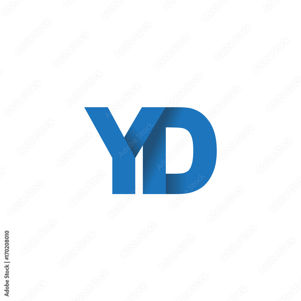 Initial letter logo YD, overlapping fold logo, blue color Initial letter logo YD, overlapping fold logo, blue color