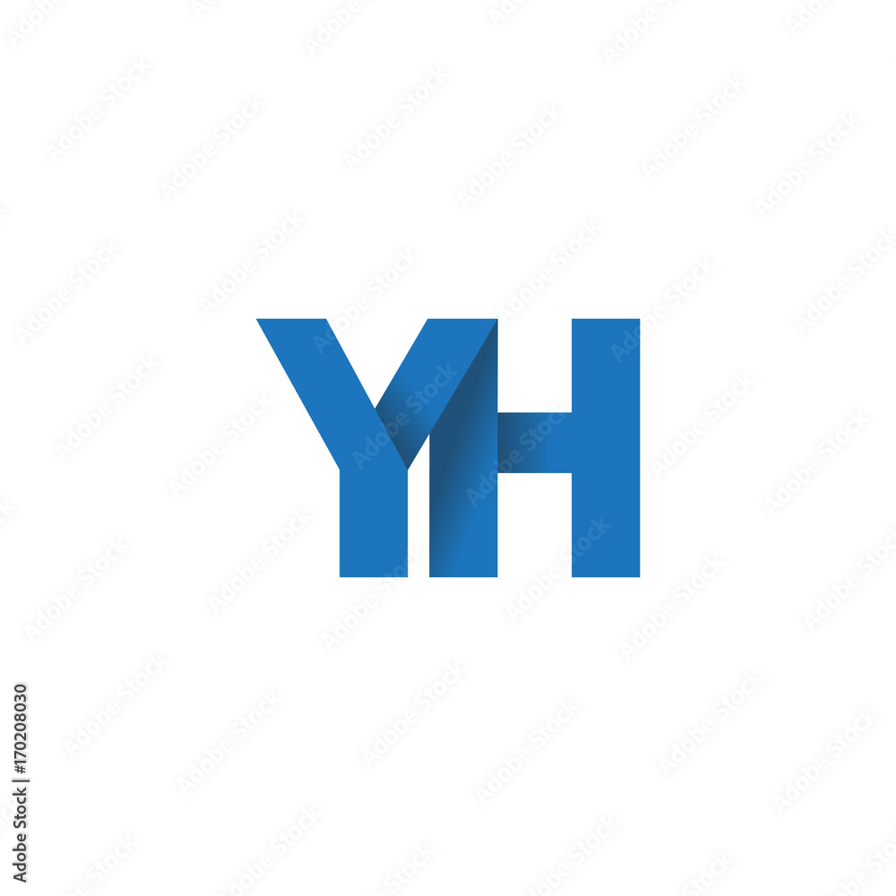 Initial letter logo YH, overlapping fold logo, blue color Initial letter logo YH, overlapping fold logo, blue color