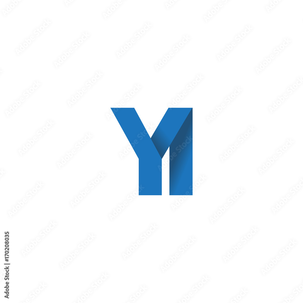 Initial letter logo YI, overlapping fold logo, blue color Initial letter logo YI, overlapping fold logo, blue color