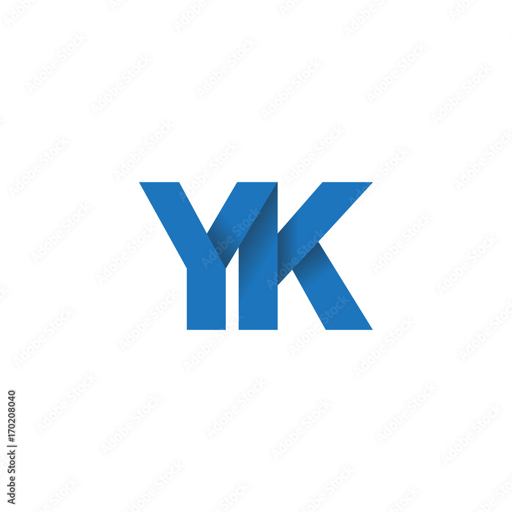 Initial letter logo YK, overlapping fold logo, blue color Initial letter logo YK, overlapping fold logo, blue color
