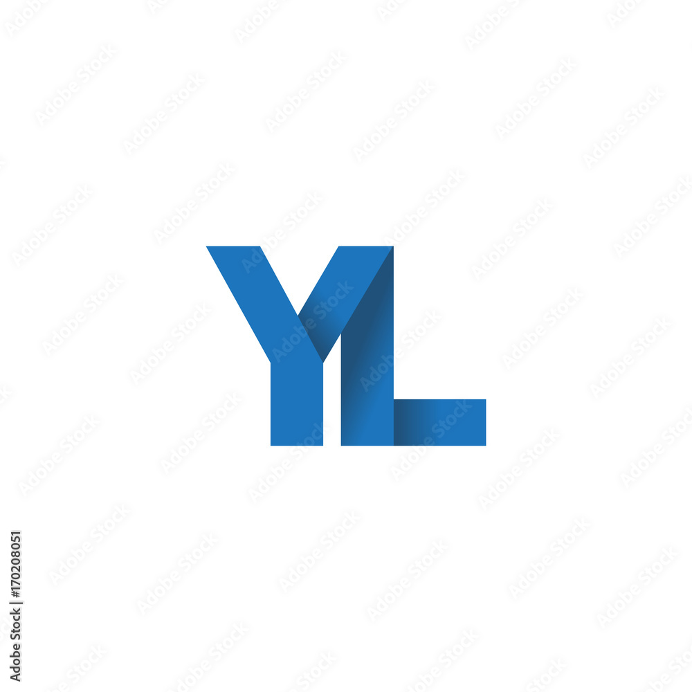 Initial letter logo YL, overlapping fold logo, blue color Initial letter logo YL, overlapping fold logo, blue color