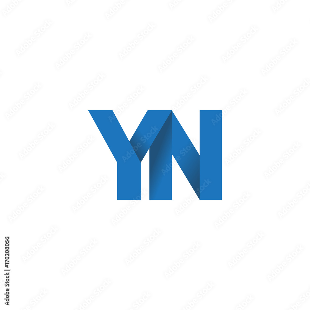 Initial letter logo YN, overlapping fold logo, blue color Initial letter logo YN, overlapping fold logo, blue color