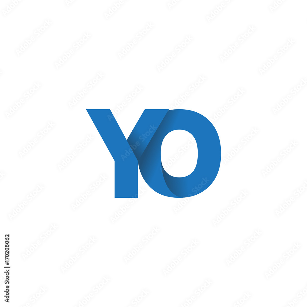 Initial letter logo YO, overlapping fold logo, blue color Initial letter logo YO, overlapping fold logo, blue color