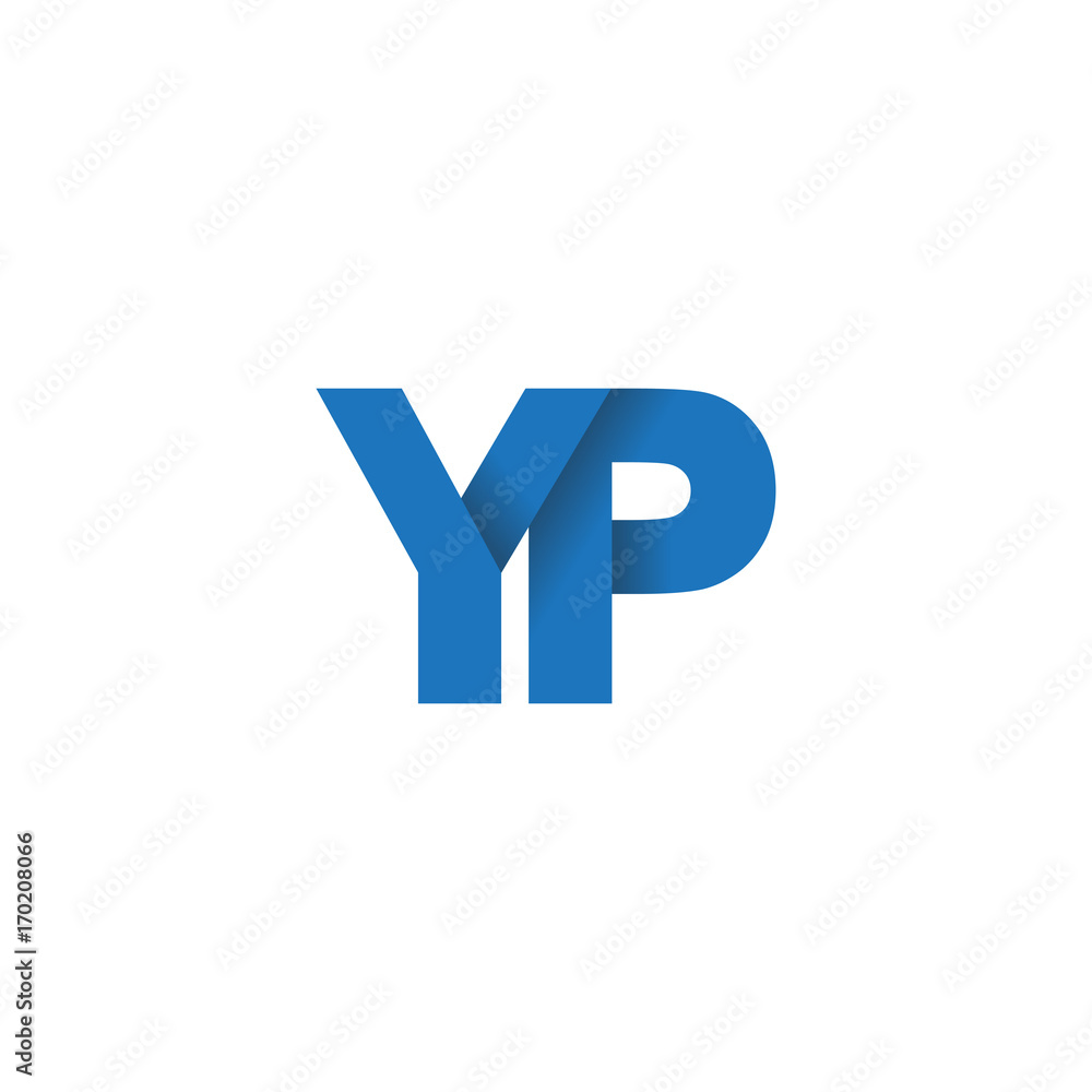 Initial letter logo YP, overlapping fold logo, blue color Initial letter logo YP, overlapping fold logo, blue color