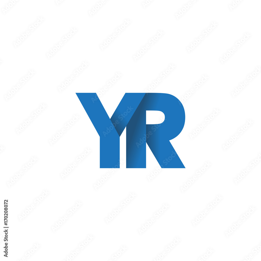Initial letter logo YR, overlapping fold logo, blue color Initial letter logo YR, overlapping fold logo, blue color