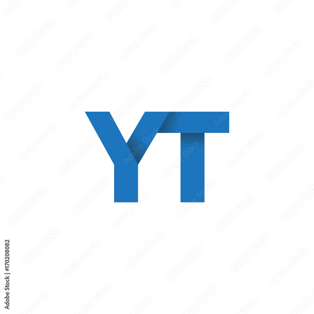 Fototapeta premium Initial letter logo YT, overlapping fold logo, blue color