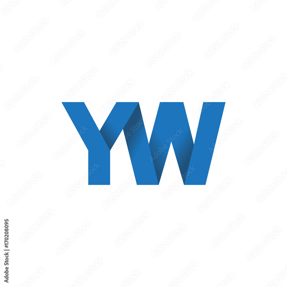 Initial letter logo YW, overlapping fold logo, blue color Initial letter logo YW, overlapping fold logo, blue color