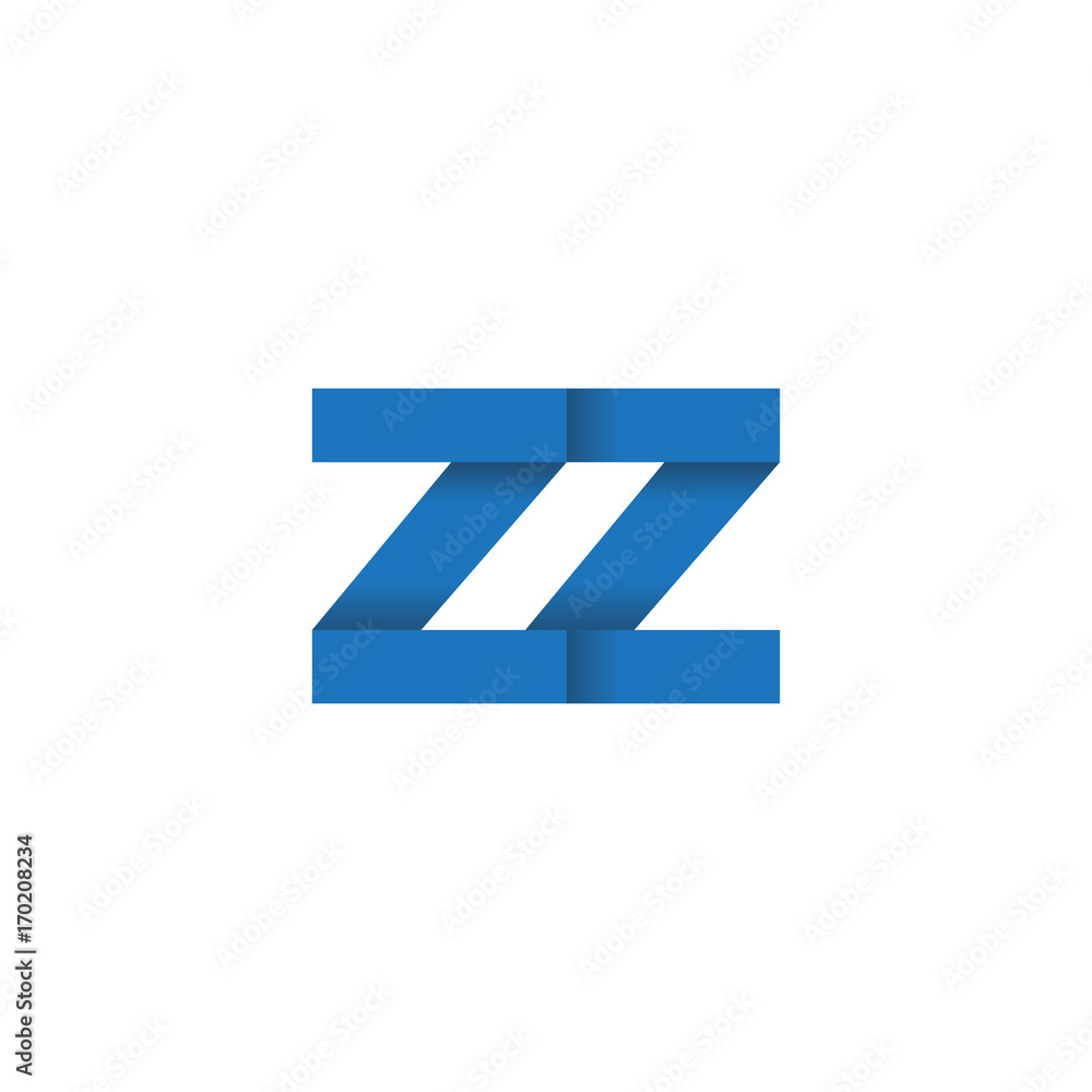 Initial letter logo ZZ, overlapping fold logo, blue color Initial letter logo ZZ, overlapping fold logo, blue color