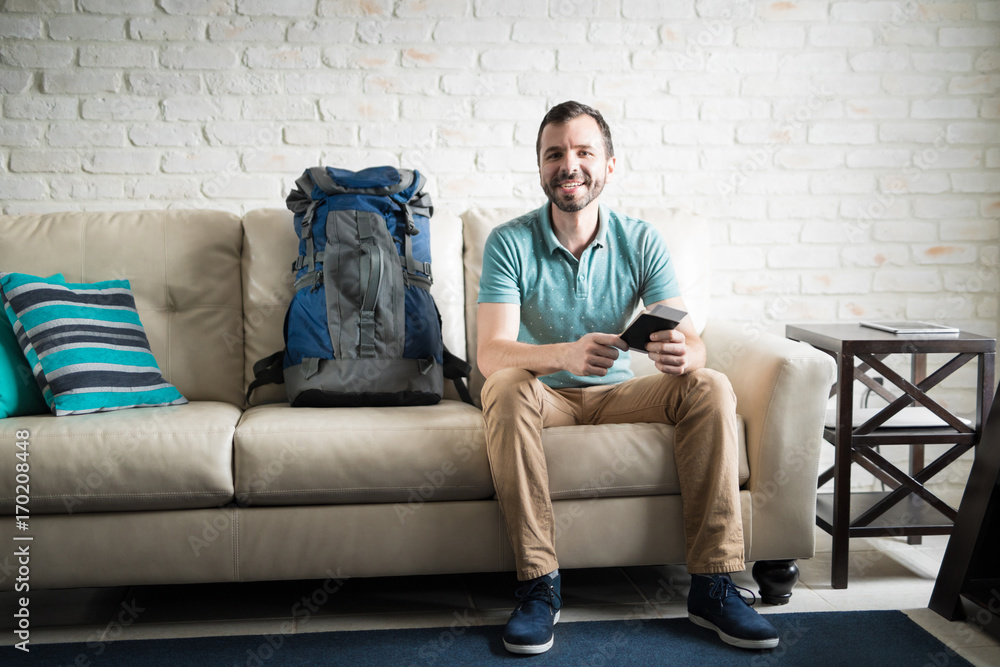 Latin man ready to go on an adventure Latin man ready to go on an adventure