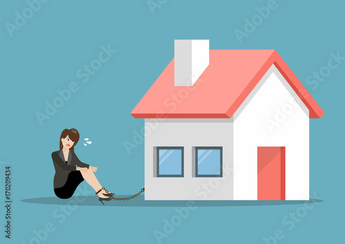 Desperate business woman with credit card burden