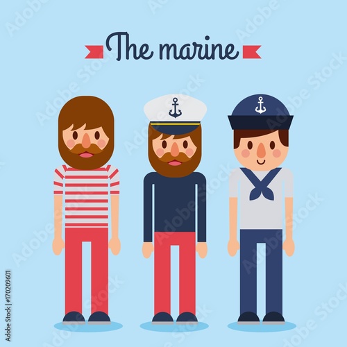 the marine people captain sailor worker character vector illustration