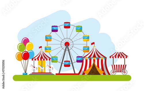 carnival fun fair festival circus park vector illustration