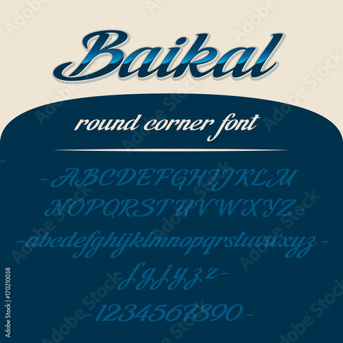 Baikal alphabet lettering. Vector font