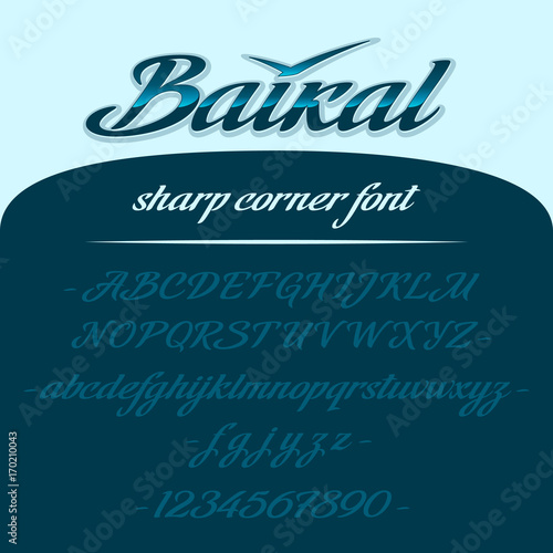 Baikal alphabet lettering. Vector font