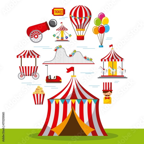 carnival fun fair festival circus park vector illustration