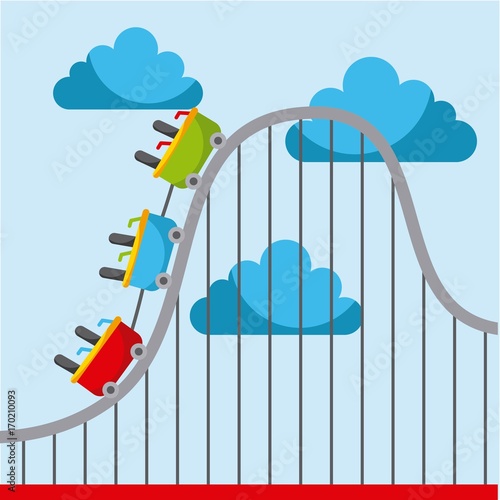 roller coaster carnival amusement park image vector illustration