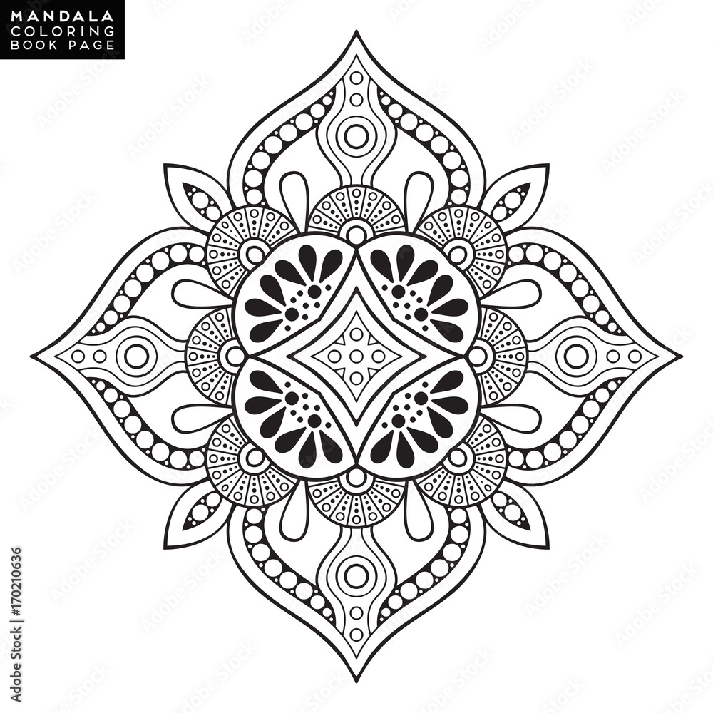 Flower Mandala. Vintage decorative elements. Oriental pattern, vector illustration. Islam, Arabic, Indian, moroccan,spain, turkish, pakistan, chinese, mystic, ottoman motifs. Coloring book page