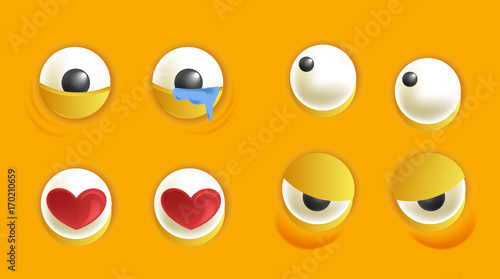 Smiley constructor with eyes in different mood set