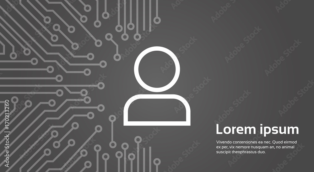 User Icon Member Over Computer Chip Moterboard Background Banner Vector Illustration User Icon Member Over Computer Chip Moterboard Background Banner Vector Illustration