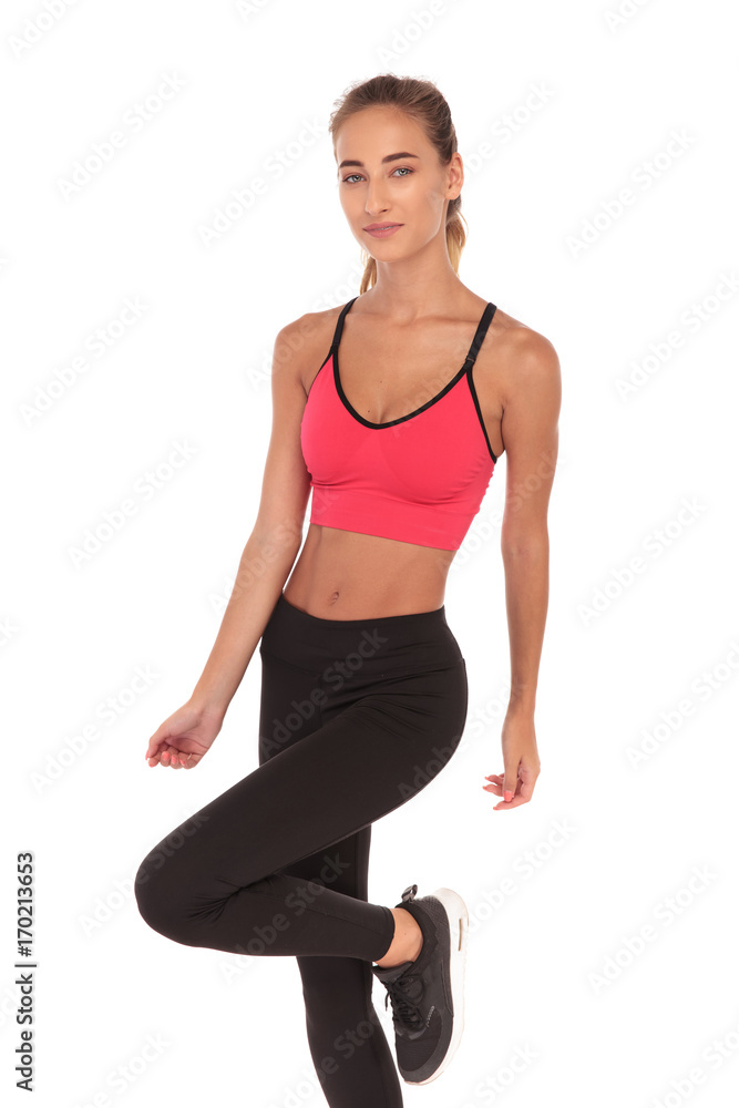 young woman fitness instructor standing young woman fitness instructor standing