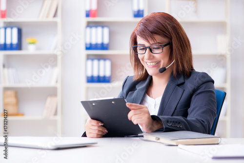 Call center operator working with clients