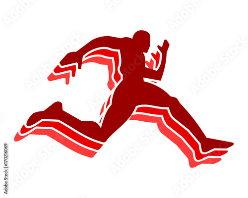 red runner athlete sports silhouette icon vector
