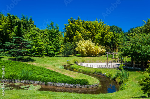 Jardin Japonais au milieu de la bambouseraie d'Anduze, Cevennes.