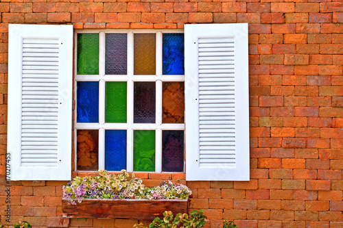 Beautiful window vintage colorful for background.