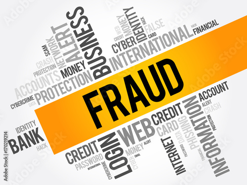 Fraud word cloud collage, technology business concept background