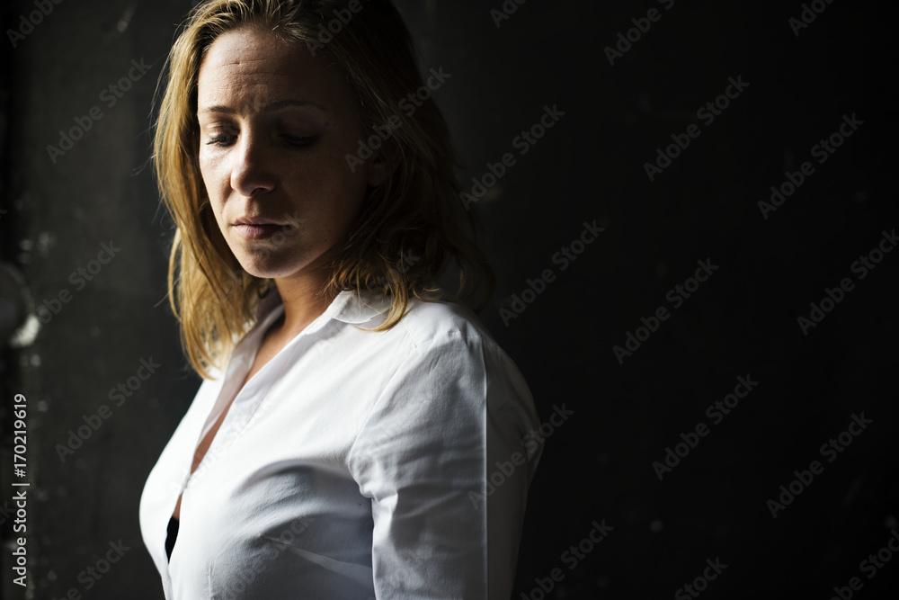 Woman portrait with unhappy expression Woman portrait with unhappy expression