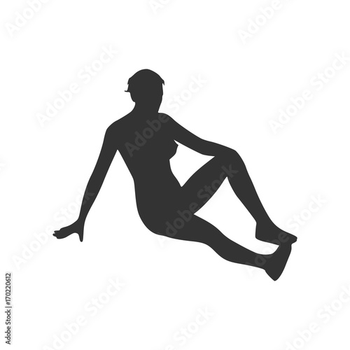 Vector illustration of a woman lying on the floor isolated over a white background. Relaxing pose