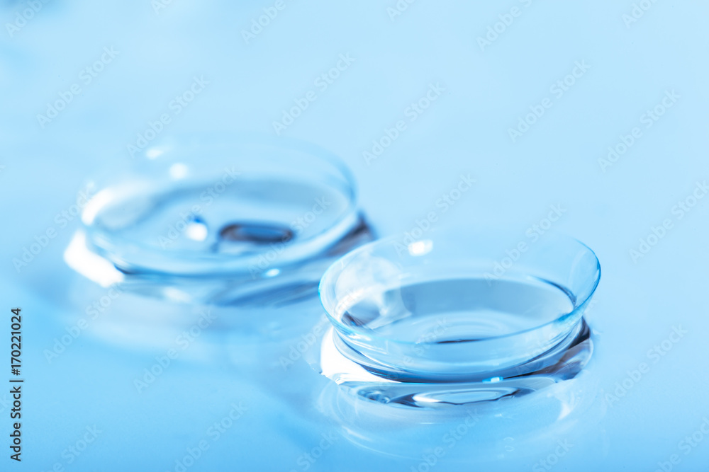Contact lenses with water drops Contact lenses with water drops