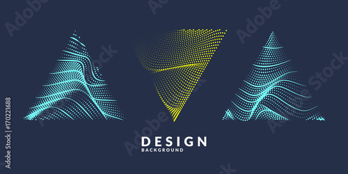 Vector abstract background with a colored dynamic waves, line and particles.