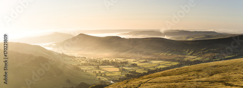 Edale valley from Grindslow Knoll in the Peak District UK photo