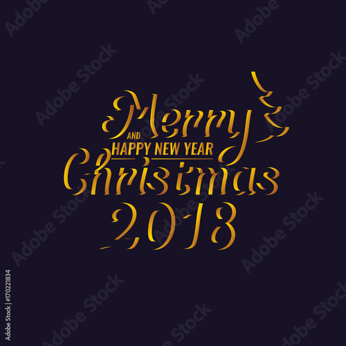 Merry Christmas and Happy New Year. Modern hand drawn lettering phrase.
