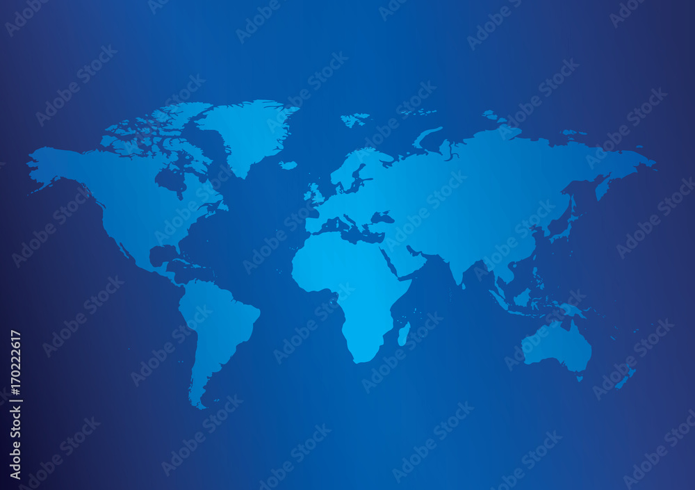 dark blue background with light blue map of the world - vector illustration