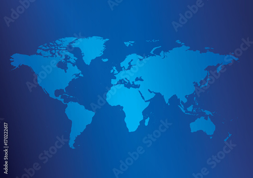 dark blue background with light blue map of the world - vector illustration
