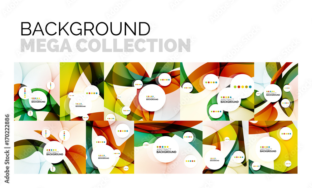 Fototapeta premium Set of abstract backgrounds, geometric color wavy shapes