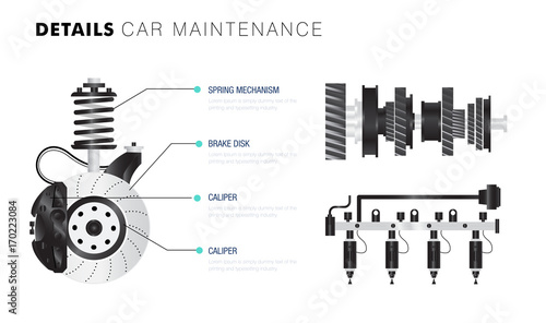 Auto service. Line composition.  Machine  technology operations. Diagnostics machine centre. Car maintenance. Awesome details really style. Automobile engine pictogram and icons for web.