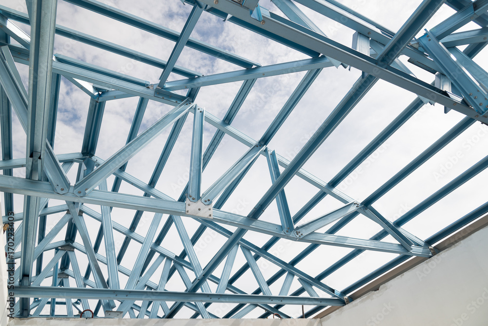 Structure of steel roof frame.