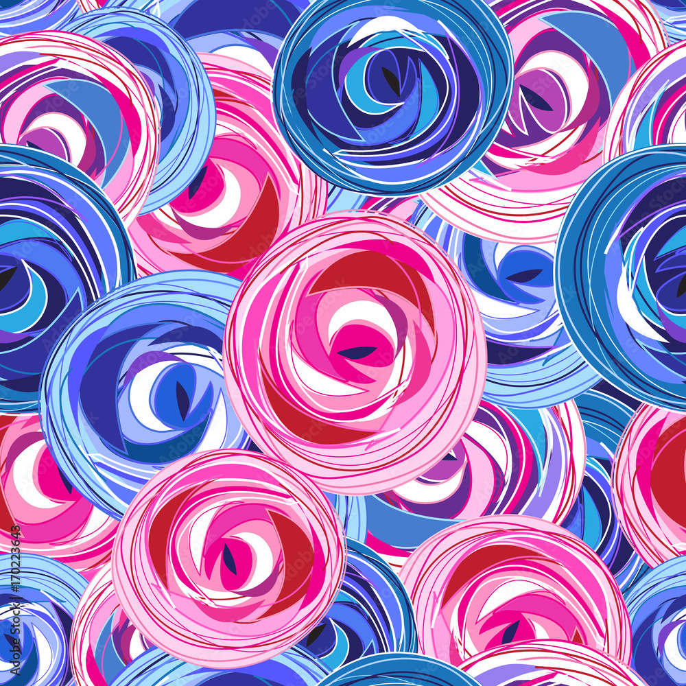 Multi-colored summer pattern different roses Multi-colored summer pattern different roses